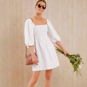 Tuckernuck White Puff Sleeve Mini Dress